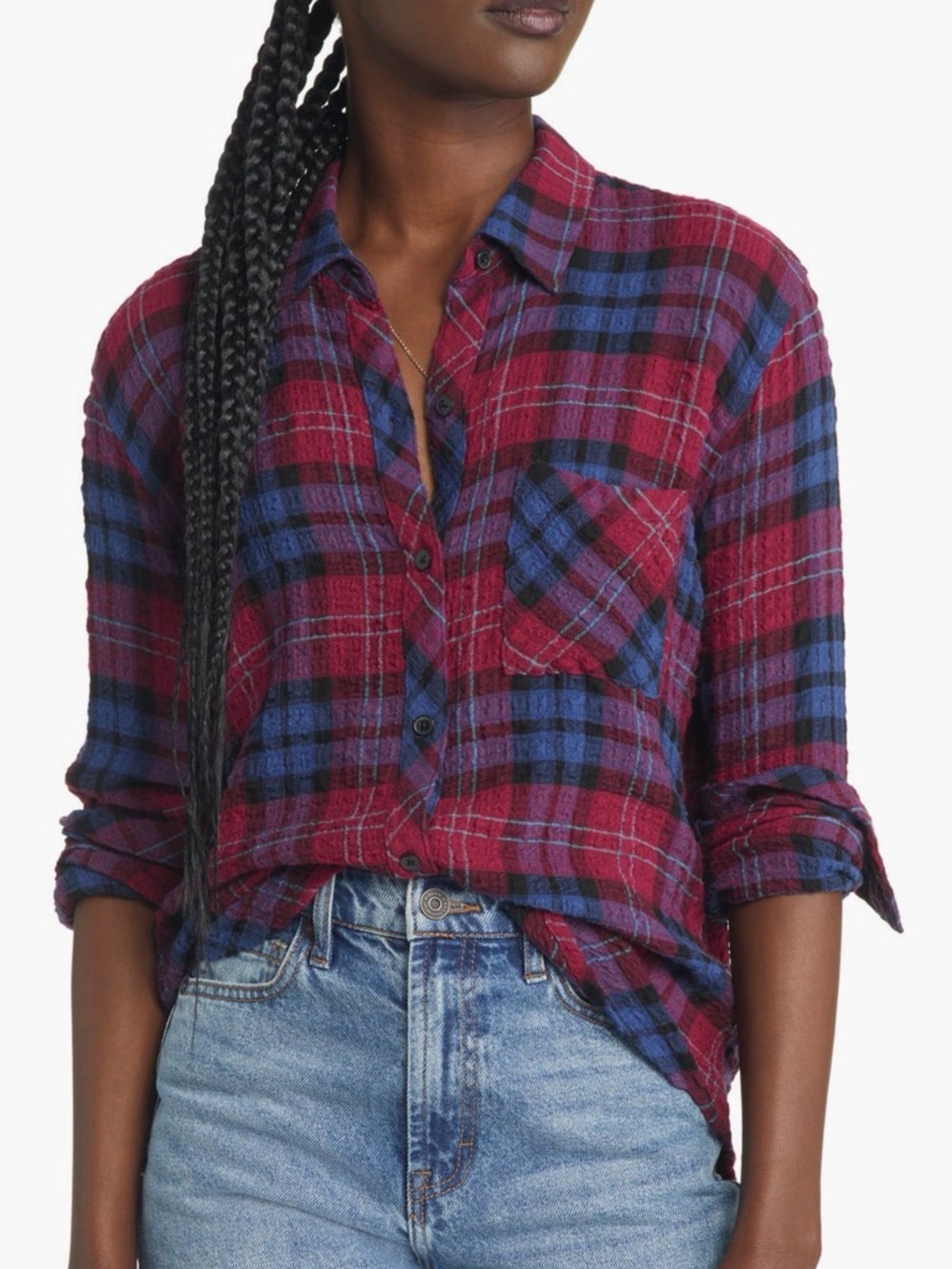 Rails Red and Blue Plaid Casual Shirt with stretch